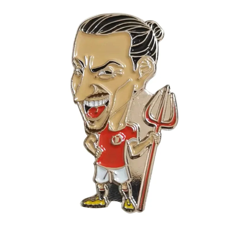 

Custom Soccer Stars Caricature Lapel Pin, Sports Soccer Jersey Brooch Badge, Basketball Star Folk Art