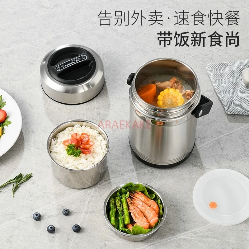 

304 stainless steel insulated lifting pot vacuum lunch box anti overflow portable lunch box