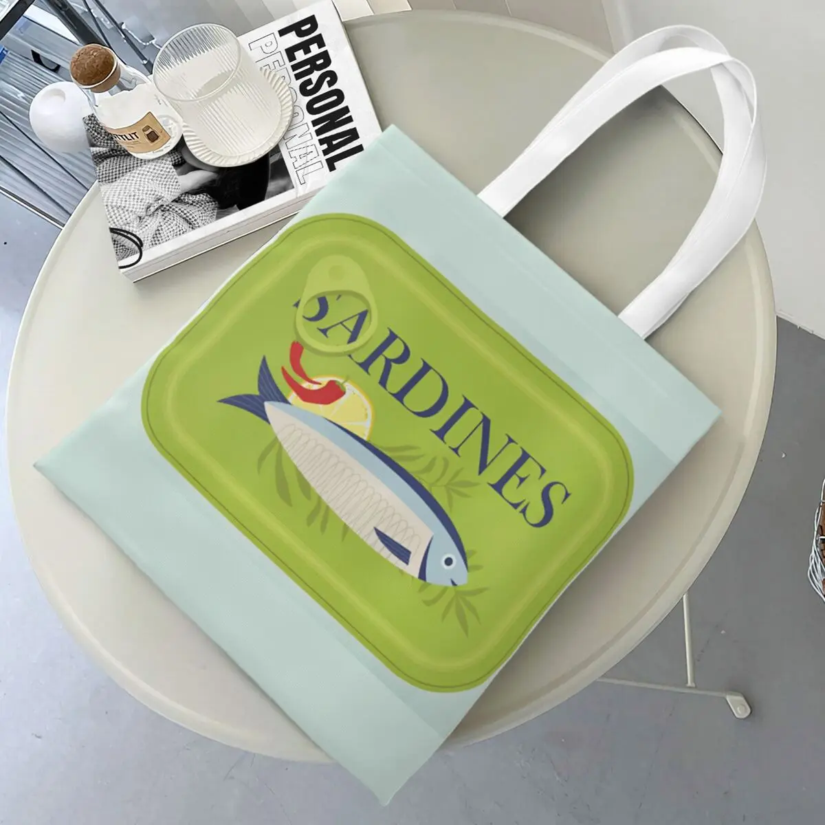 

Сардина-арт, оригинальная винтажная сумка-шоппер, ретро-сумки, тканевая сумка для колледжа, женские дизайнерские сумки для покупок