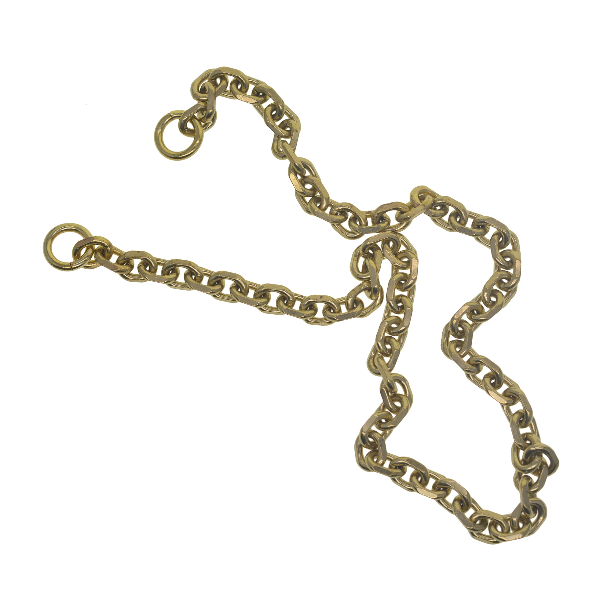 Classic biker Fine solid brass large 9 mm thick Itlay carved oval link necklace wallet jean  pocket watch chain EDC DIY