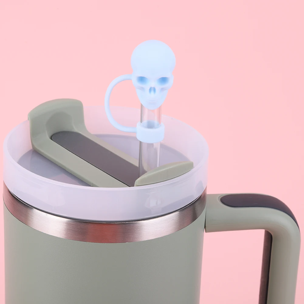 Silicone Cute Skull Straw Covers 10mm Skull Straw Tips Protectors Skull Shape Straw Caps for Stanley 30/40oz Tumbler Accessories