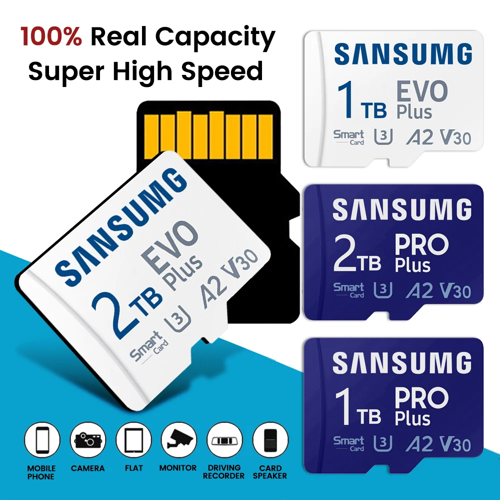 

For SANSUMG Memory SD Card 128GB High Speed Micro TF Flash Card 1TB 2TB Waterproof Video card Micro TF Card 512GB Micro SD Card