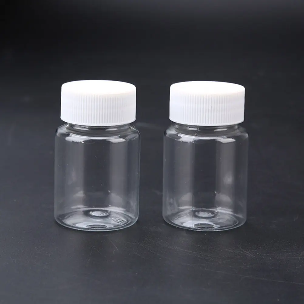 10Pcs 50Ml Clear Plastic Bottles Sturdy Lightweight Transparent Storage Boxes Lids Ideal for Beads Pins Buttons