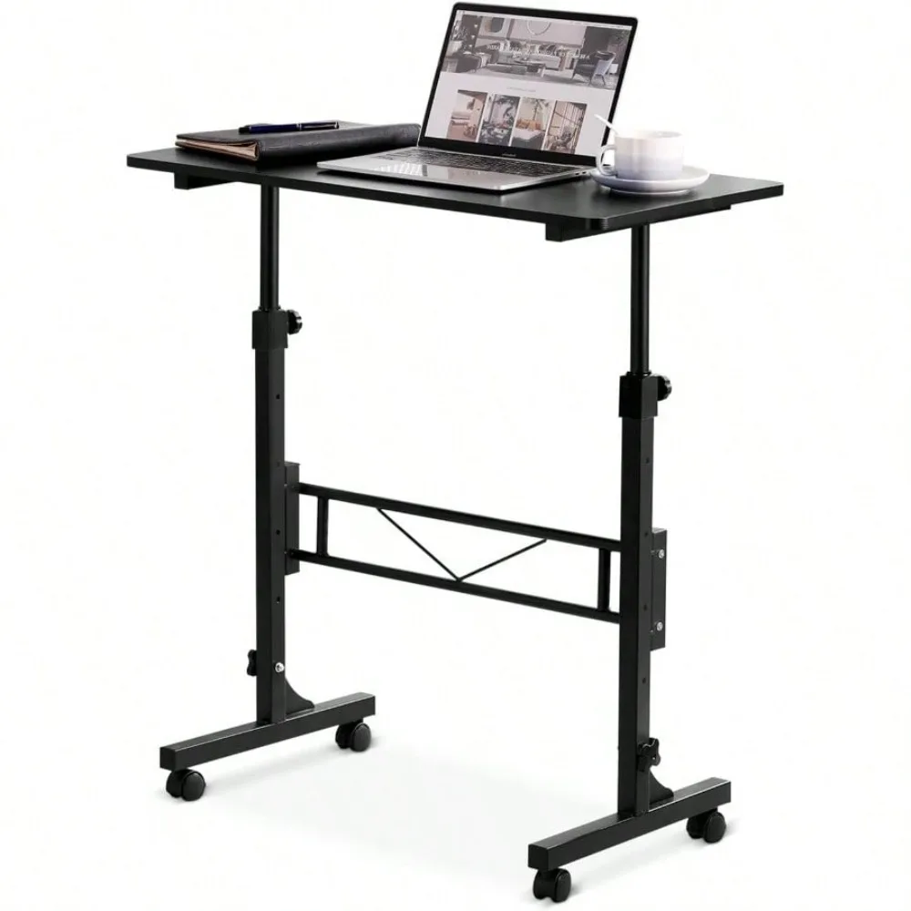 

Small Standing Desk Adjustable Height, Mobile Stand Up Desk With Wheels, 32 Inch Portable Rolling Desks