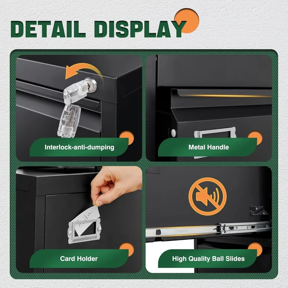 Metal Vertical Filing Cabinet with Lock, 2 Drawer Storage for Home Office - Secure A4/F4/Letter/Legal Files Assembly Required