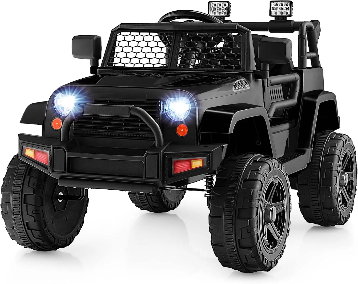 Costzon Ride on Car, 12V Battery Powered Truck Vehicle with Remote Control, Spring Suspension, Headlights, Music, Horn, MP3, USB