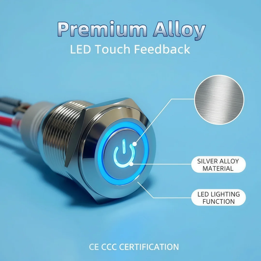 Wholesale 16mm Metal Push Button Switch DC 12V 24V 220V LED Car Angel Eyes Modification Switch