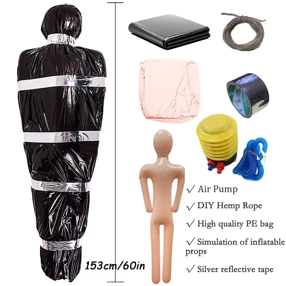 Straszne rekwizyty na Halloween, grozy, zwłoki, na zewnątrz, do ogrodu, nawiedzonego domu, straszne dekoracje na Halloween, DIY, realistyczne sztuczne ciało