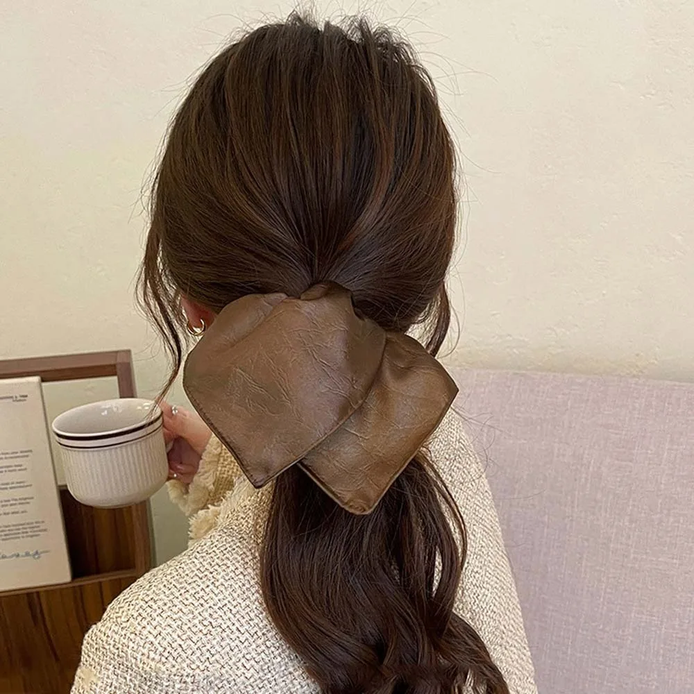 

Korean Style Square Leather Hair Tie Elastic Solid Color Soft PU Scrunchies Pleated Soft PU Large Intestine Hair Ring Spring