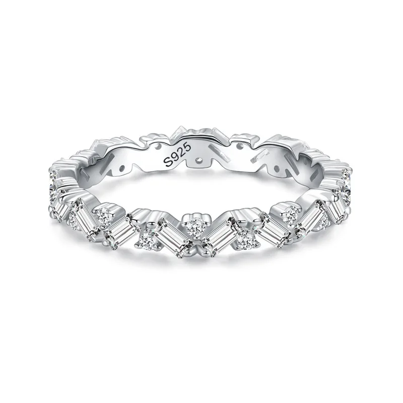 

OEM Eternity Joyas Mujer Ladies Rings Jewelry Cubic Zirconia Ring 925 Sterling Silver