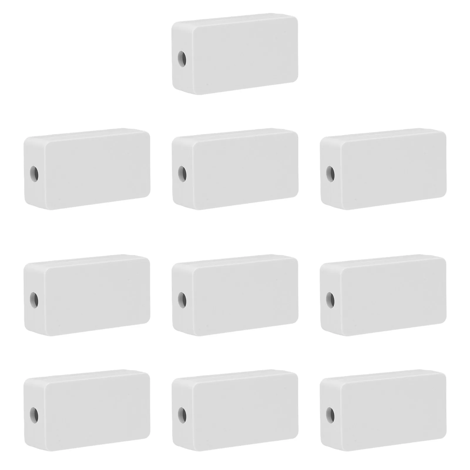 10Pcs Plastic Electrical Junction Box Small Wire Pass-Through Box White 0.2 Inch Hole LED Control Case Outdoor DIY Electronics