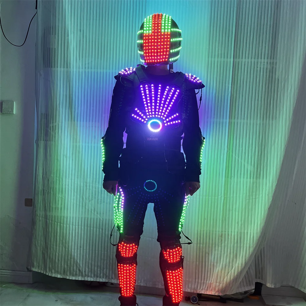 Magicool RGB Full Color LED Robot Luminous Armor Lighting Up Jacket Glowing Helmet Costumes, Bar DJ Stage Dance Performance Prop