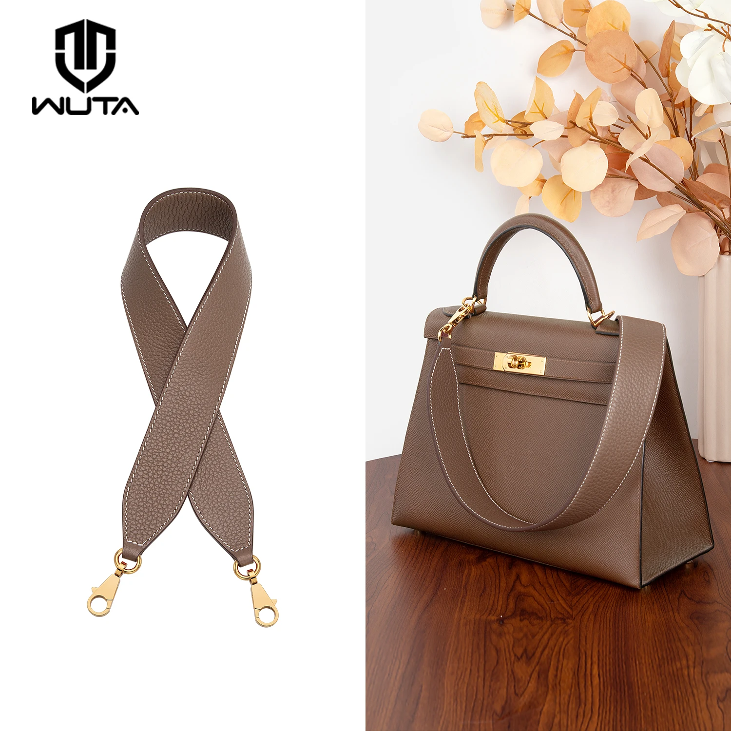 WUTA – sangle de sac de luxe en cuir véritable, pour Hermes Kelly, larges bretelles d'épaule de remplacement, ceintures de sac à main, accessoires de sac