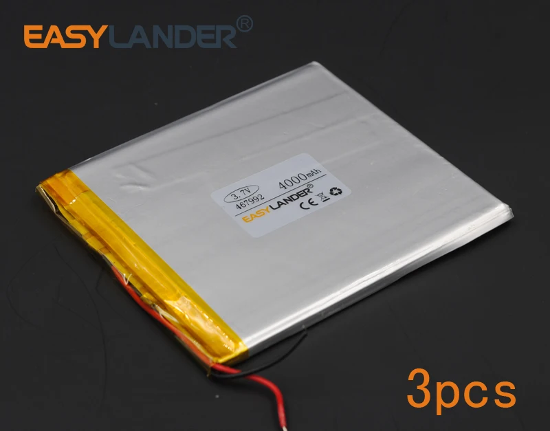 

3pcs/Lot 3.7V 4000mAh 467992 Polymer Li-ion Battery For Bluetooth Notebook Tablet PC iPAQ E-Book Power Bank PDA Portable DVD