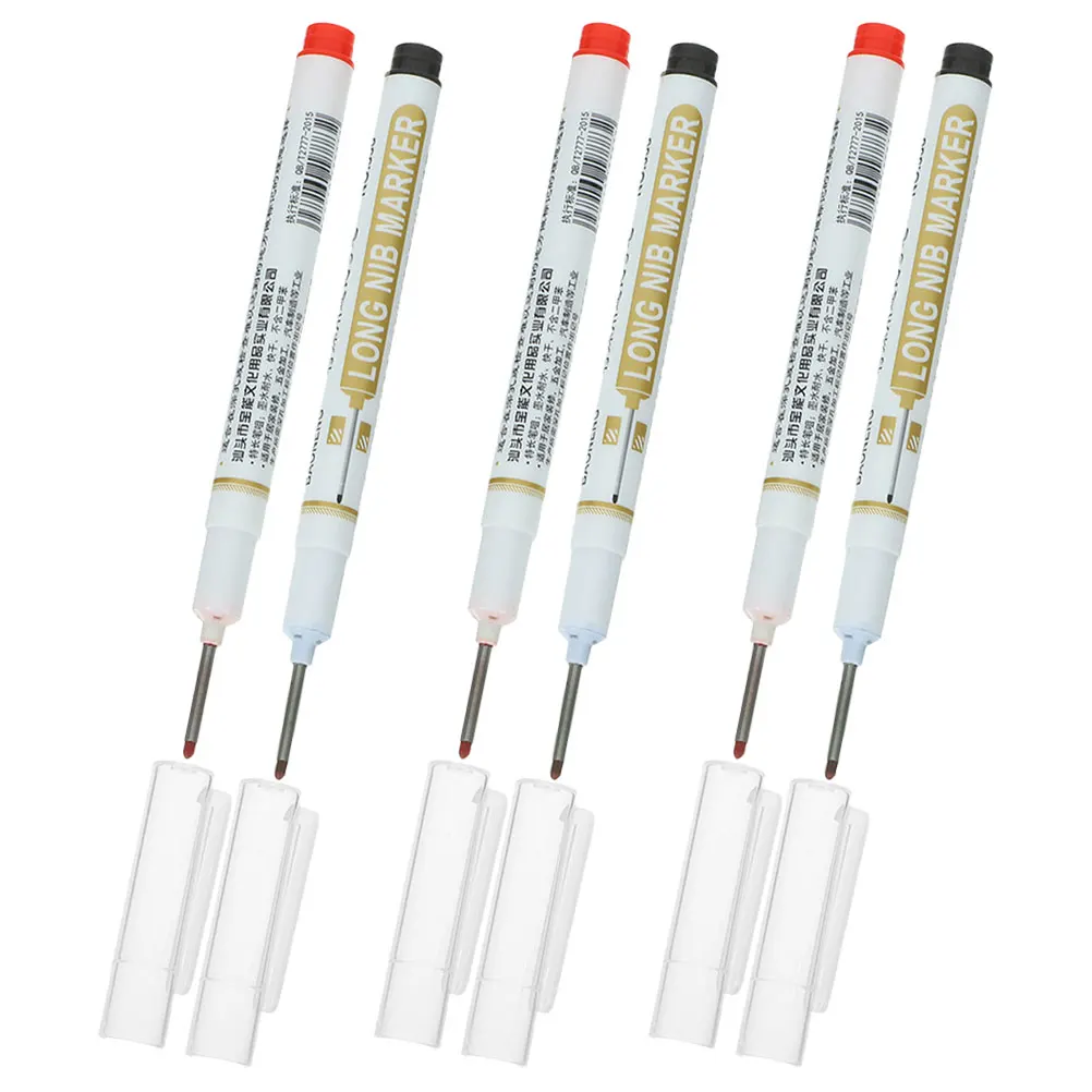 

6 Pcs Oil Based Construction Marker Pens Deep Hole Fine Tip Wood Marking Carpenters Tools Design Precision