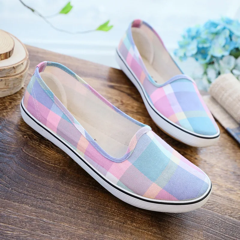 Women's Canvas Slip-On Shoes Breathable Soft Bottom Lightweight Driving Summer Fisherman Style Casual Traditional Cloth Footwear