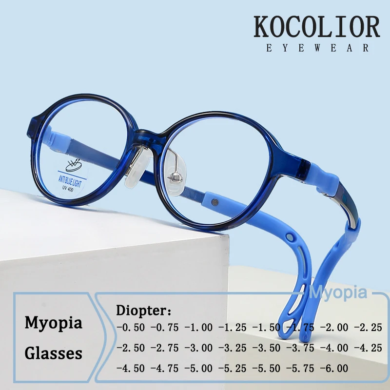 

Эллиптическая оправа для мальчиков и девочек, анти-синий свет, спортивные очки для близорукости по рецепту, фотохромные детские очки для девочек