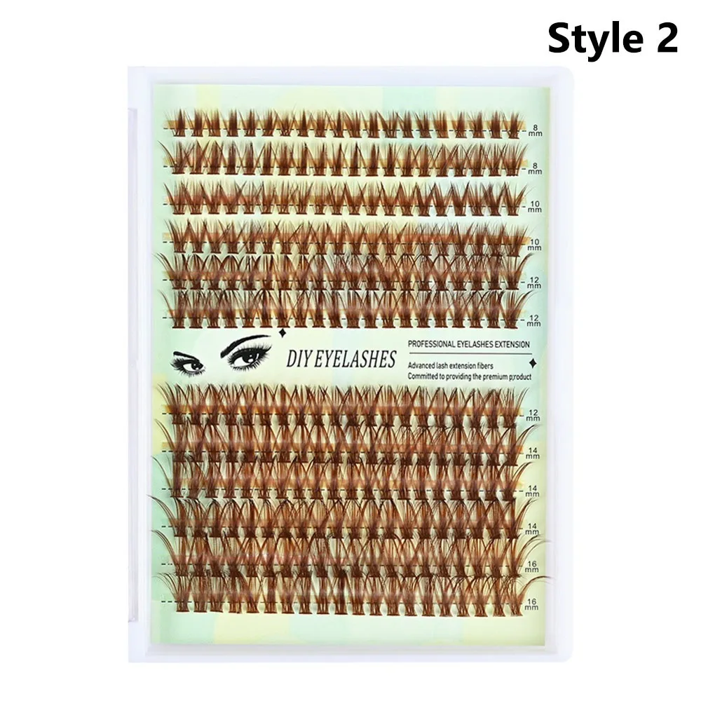 مجموعة واحدة مجزأة الرموش مظهر طبيعي قابلة لإعادة الاستخدام لتقوم بها بنفسك تطعيم الرموش اليدوية البني الفردية رمش المرأة الجمال