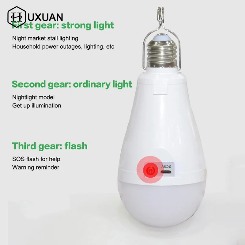 Flicker-Free LED Bulb Light Portable 20W 30W Emergency Bulb Courtyard Outdoor Bulb Power Failure Emergency