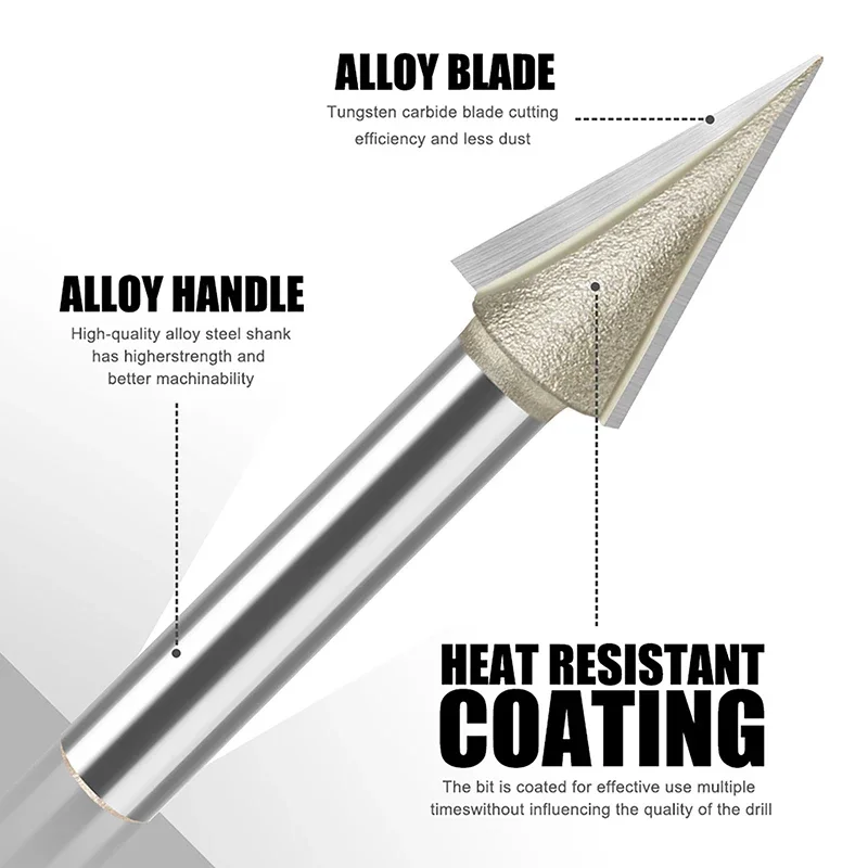 Punte per fresa CNC da 30 gradi in acciaio al tungsteno a forma di V di qualità per la lavorazione del legno