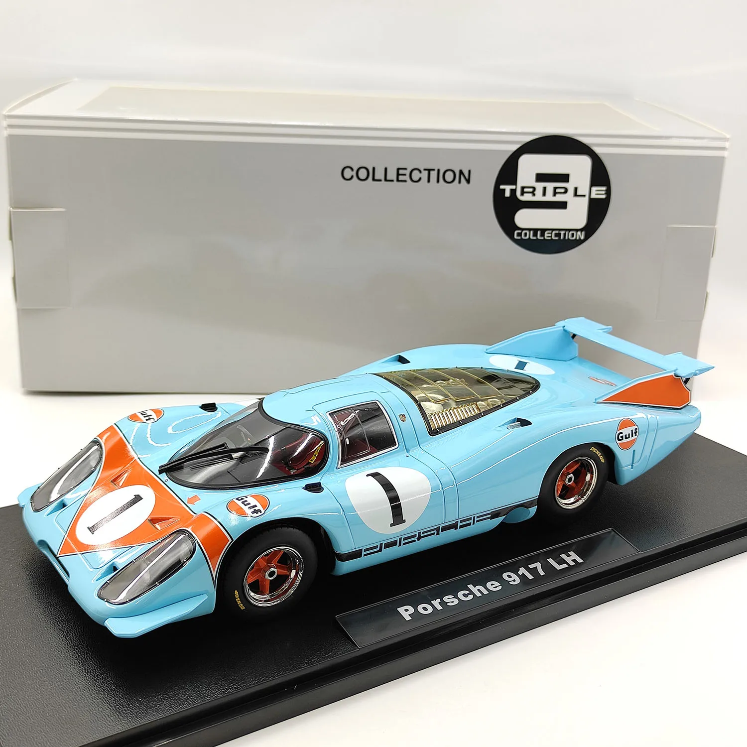 

Defects Diecast TRLPLE9 1:18 Scale Porsche 917 LH #1 Gulf Oil Alloy Car Model Collectible Toy Gift Souvenir Display Ornament