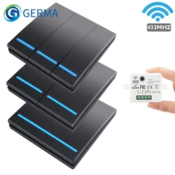 Germa-ミニスマートプッシュスイッチライトモジュール,433mhz,電気家,リモコンボタン,壁パネル,LED, 220v,10a