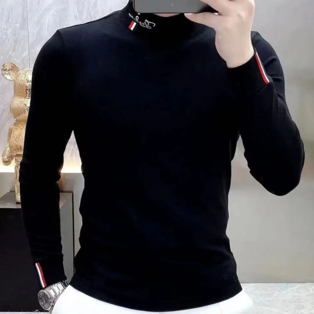 Fall Luxury T Shirt Men Bottom Pullover Streetwear Tshirt Versatile Fashion Long Sleeved Tshirt Sweatshirt Men Polo Shirt