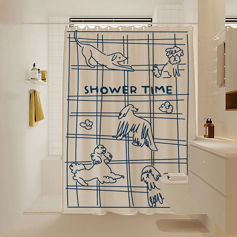 VIKAMA Simple Style Luxury-Type Shower Curtain Decoration - Cartoon Dog Shower Curtain Partition Curtain - Home Decoration - view 3