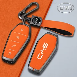 Alloy Car Key Case Cover Shell For BYD Song Plus Atto 3 Han EV Tang DM Qin Seal Dolphin Remote Fob Holder Keychain Accessories