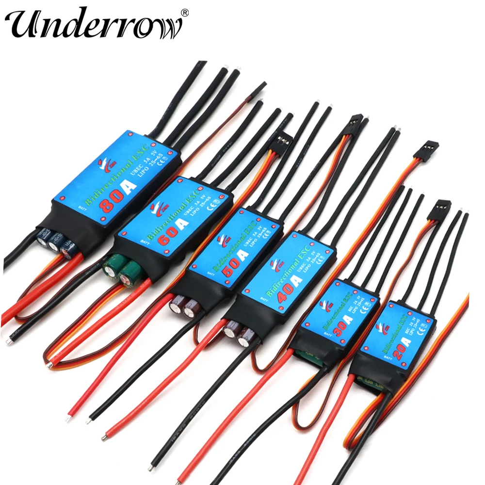 

ZMR Bidirectional 12A/20A/30A/40A/50A/60A/80A Bidirectional Brushless ESC for Remote Control Car Pneumatic Underwater Propeller