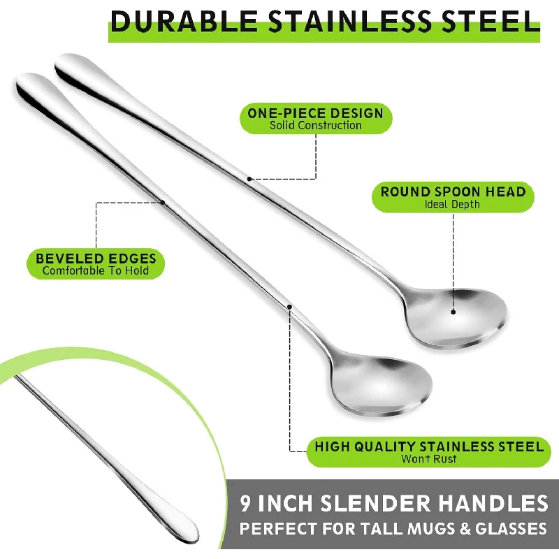 

Coffee mixer spoon, stainless steel long spoon for mixing cocktails and iced tea accessories (2-piece set) approximately 20.5 cm