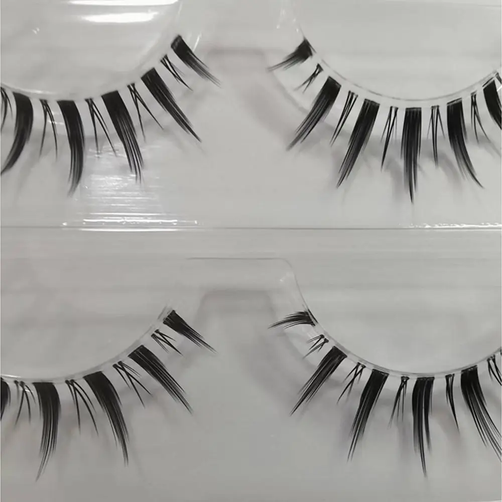 3 pares macio 3d pequeno diabo cílios postiços cosplay haste transparente tira completa mangá cílios ferramentas de maquiagem grosso feminino