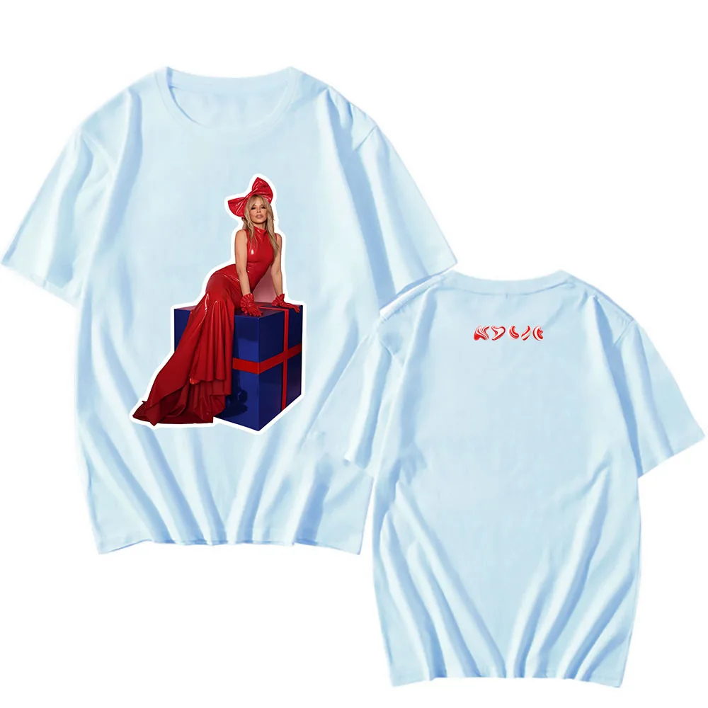 كايلي عيد الميلاد ألبوم الجرافيك المحملة المغني كلي مينوغ تي شيرت للجنسين الشارع الشهير قصيرة الأكمام القطن الذكور بلايز طباعة الملابس