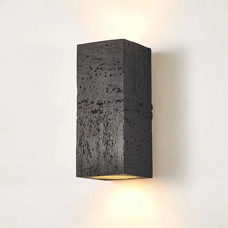 Led Wabi-sabi Wall Lamp Square Nordic Cement Foyer Bedroom Restaurant Retro Wall Decor Light Bedside Corridor Sconce Designer