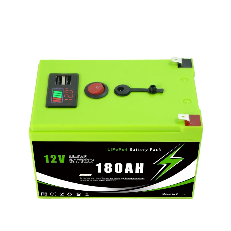New 12.6V 160Ah/180Ah/200Ah Lithium LiFePO4 Battery Pack with USB Port & LED Display Rechargeable for RV Camping Solar Off-Grid