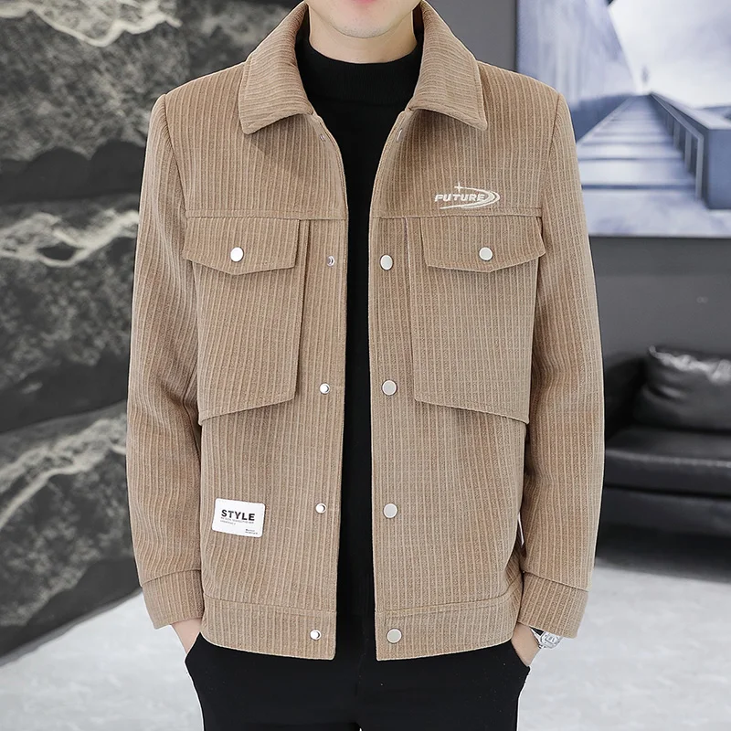 

High Quality Corduroy Jacket for Men 2025 Autumn Slim Fit Casual Business Outwear Coats Fashion Social Office Jackets