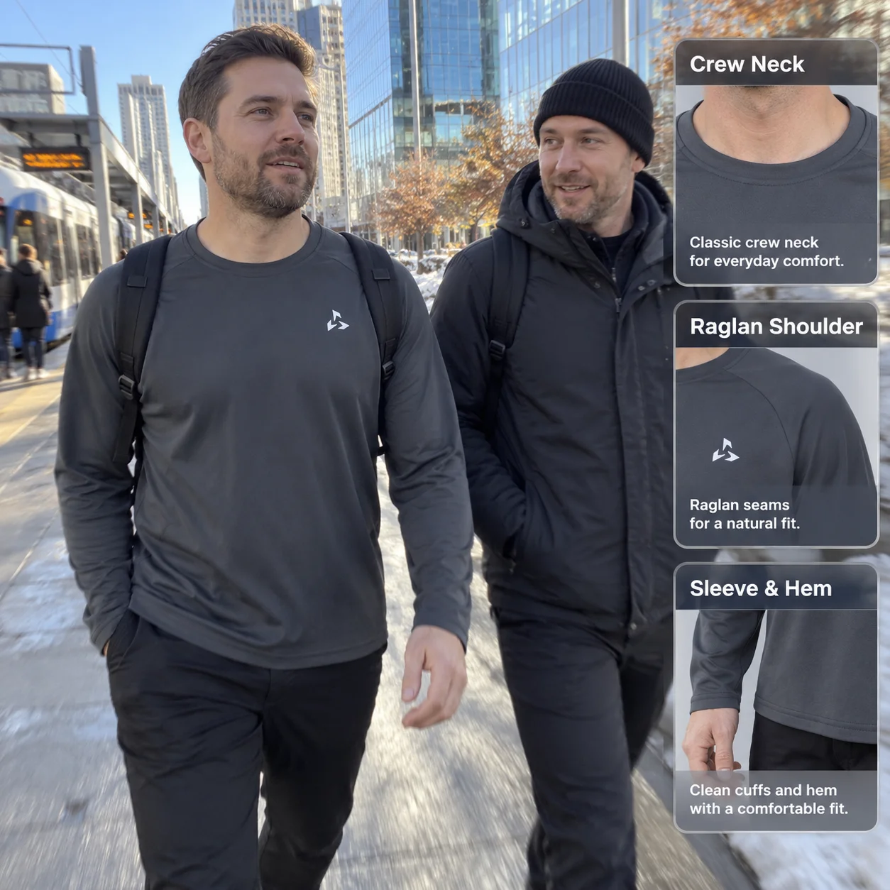LUCEN New men's high-quality autumn outdoor sports long-sleeved T-shirt for running/casual wear as a base layer Tops
