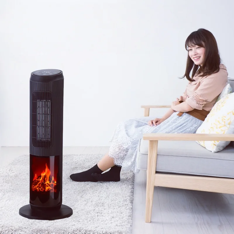 Warm American Standard 110V Fan Heater European Standard 220V Ceramic PTC Household Electric Heater 3D Flame Light Tip-Over