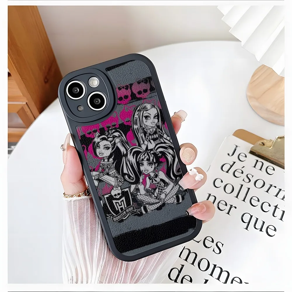 warrior High Phone Case M-Monster For iPhone 15 14 13 Anime 11 12 Pro Max Mini Skull X XR XS 8 Plus mini 2024 lambskin silicone