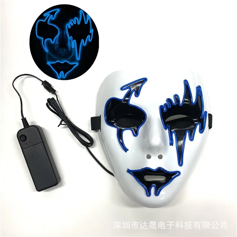 Ghost Step Street Dance Makeup Dance Ball Halloween LE Mask Clown Horror Ghost Face Male and Female LED Luminous Masks