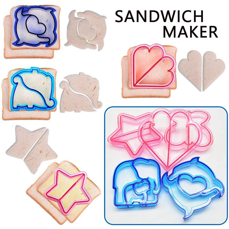 6 PCS Sandwich Cutters Set for Kids Children Bread Toast Cutting Maker Molds Baking Tools Lunch Bento Box Accessories