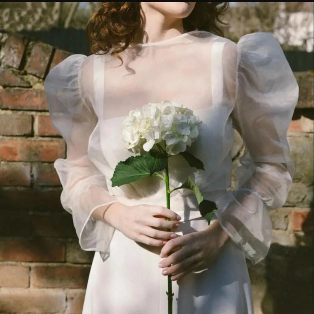 

Organza Wedding Jakcet Bridal Bolero Full Sleeves O Neck Bride Coat Top Customized