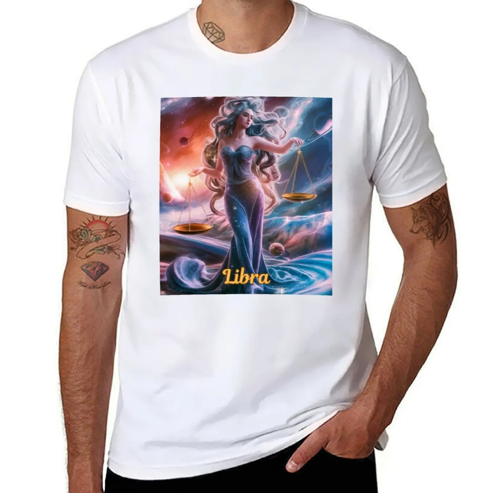 

Libra Zodiac, celestial goddess T-Shirt anime tshirt mens graphic t shirts T-Shirt