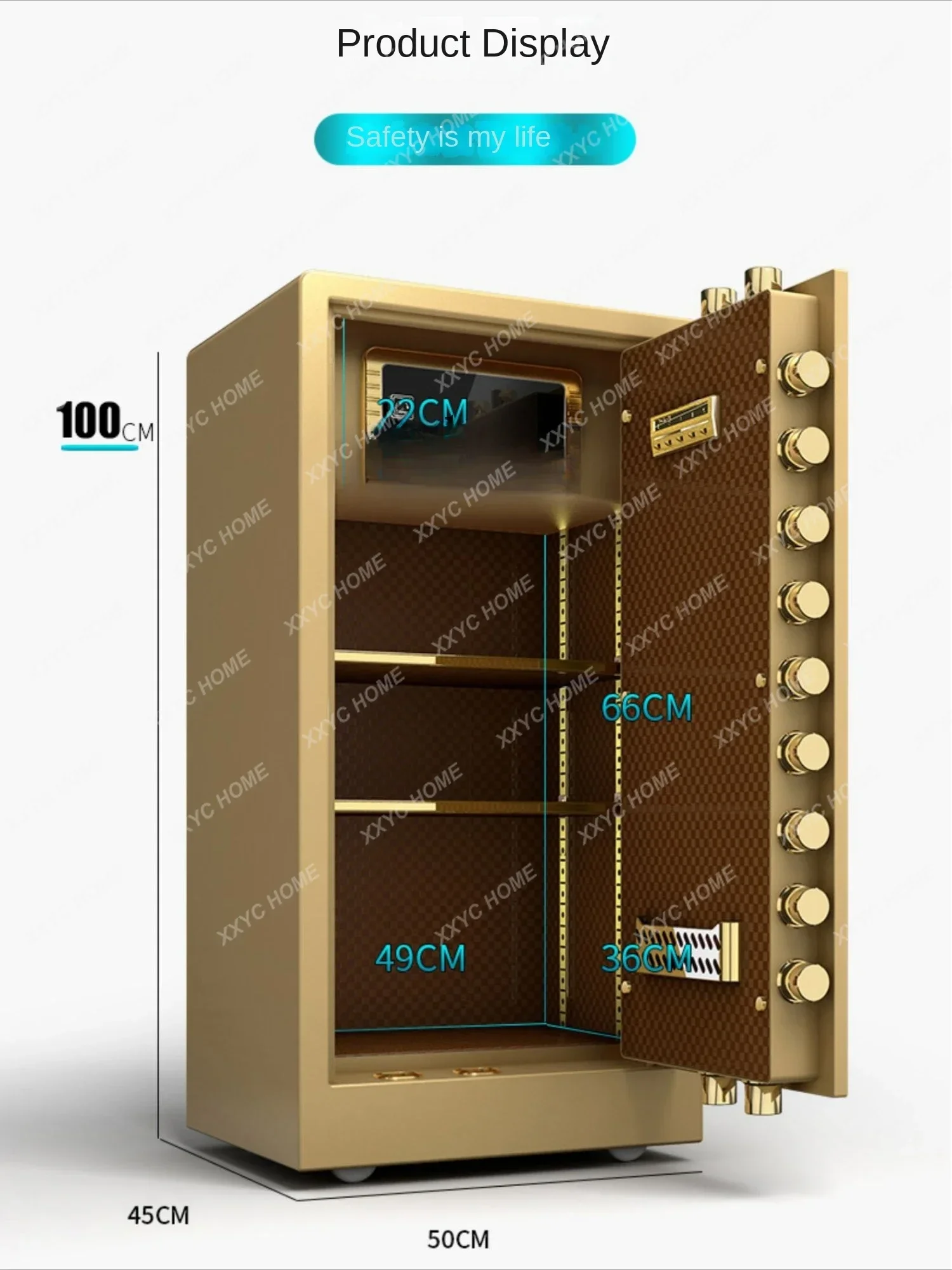 Zc Safe Box All-Steel Anti-Theft Household Office Fingerprint Single Door Large Password Safe Box