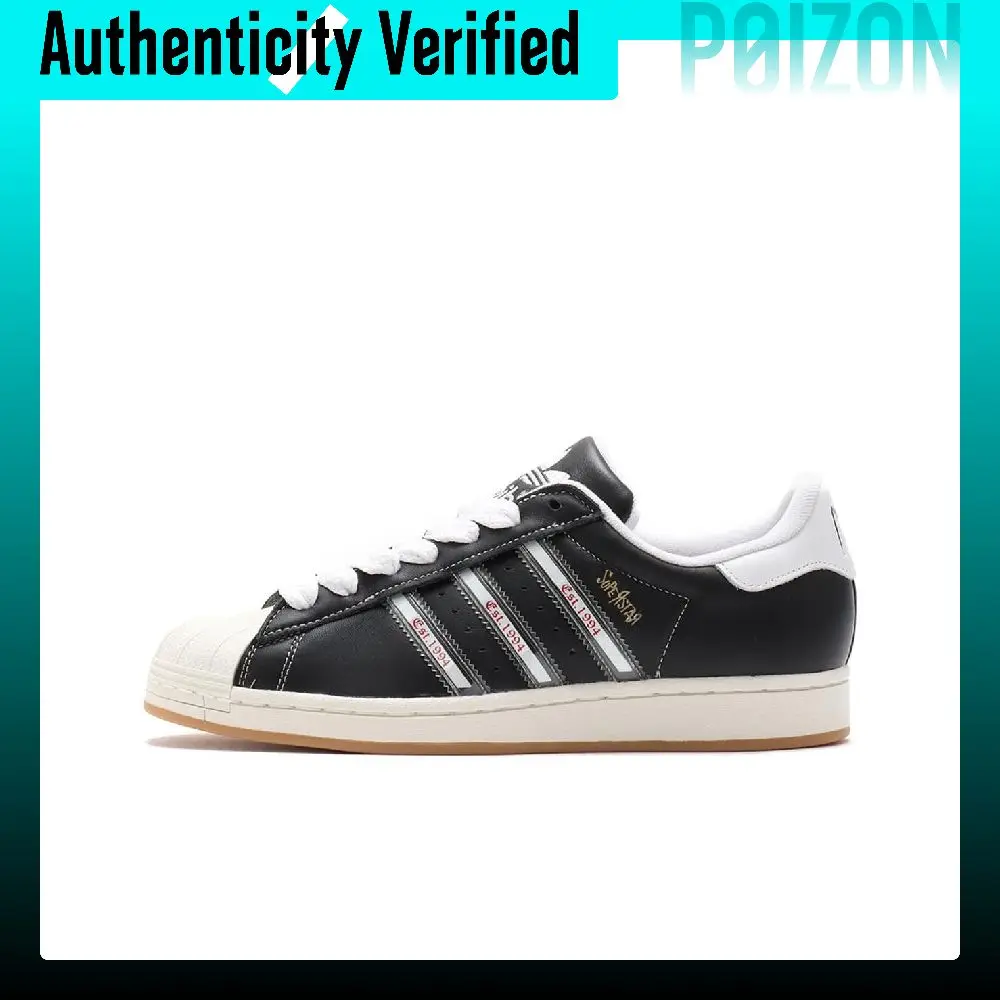 Adidas Originals x Korn SUPERSTAR Leather Low top Skateboard Shoes Unisex Black White IH1313