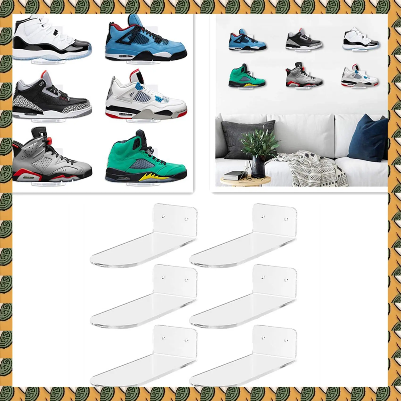 

A77I 18 Pack Floating Shoe Shelves,Transparent Acrylic Wall Mounted Shoe Display Shelves,For Display Collectible Shoe