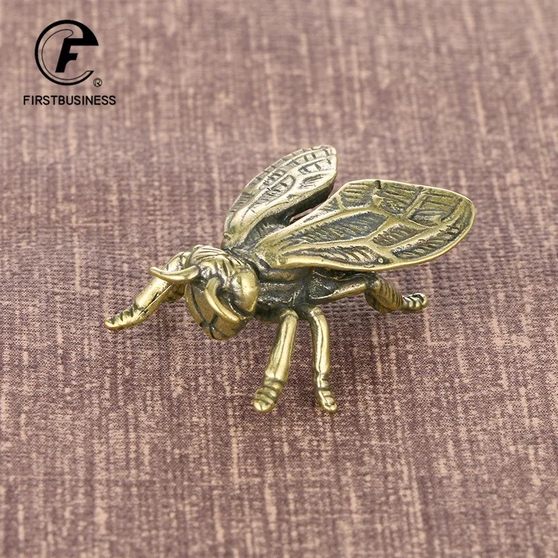 Solid Brass Insect Honey Bee Figurines Miniatures Tea Pet Funny Beetle Crafts Collection Desktop Small Ornaments Home Decoration