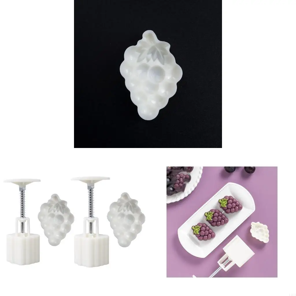 L43A Moon Cake Mold Grape Design Hand Pressure Fondant Decoration Cookie Cutter