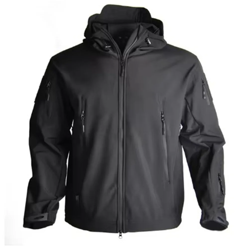 Hiking Jackets Shark Skin Soft Shell Clothes Tactical Jacket Mens Windbreaker Flight Pilot Hood Military Fleece Field Jacket
