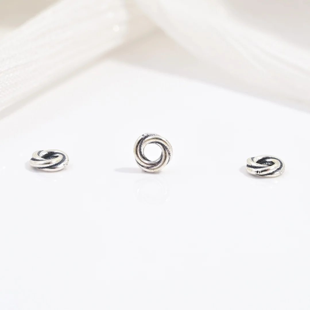 2PCS S925 Sterling Silver Retro Pattern Spacer Beads